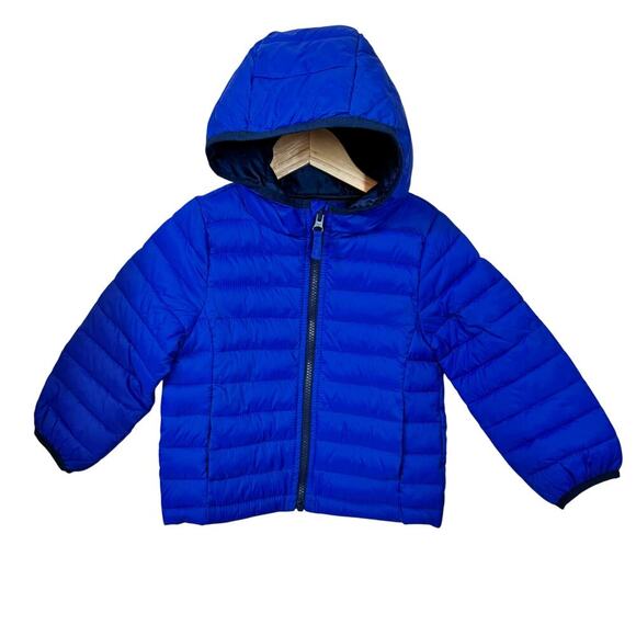 NWT Jumping Beans Toddler Boy 2T Lightweight Puffer Jacket Blue Winter Warm - Picture 1 of 6